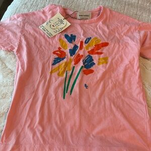 Bobo Choses Pink Tee with Colorful Floral Design